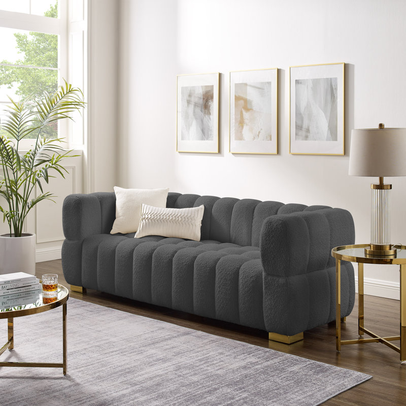 Marceil Upholstered 85.03'' Sofa, Dark Gray 100% Polyester
