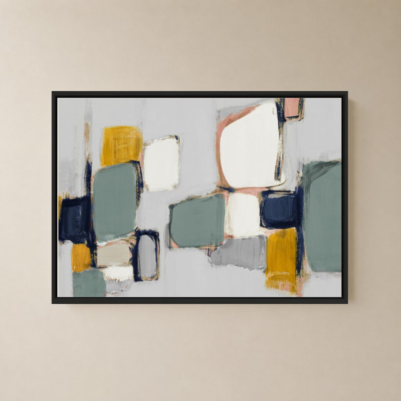 «Cityside Gray» par Lanie Loreth - impression sur toile, 60" x 40", Beveled Floating Frame, Black