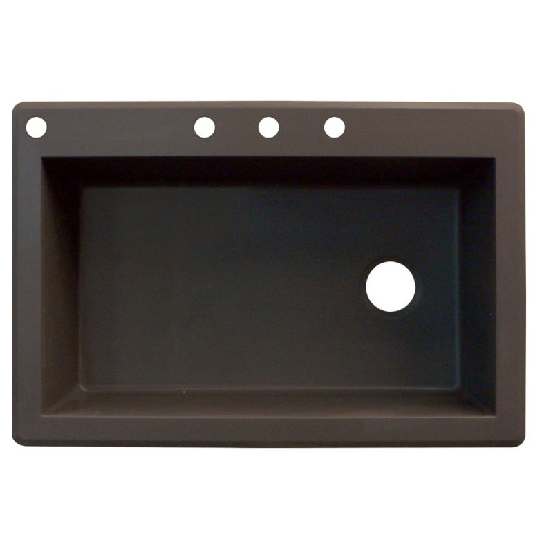 Radius 33'' L Single Bowl Granite Kitchen Sink, Espresso, 4 hole