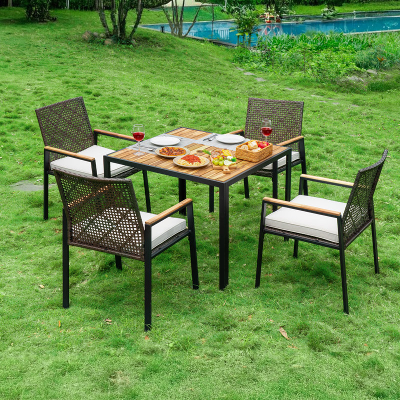Ensemble repas extérieur pour 4 personnes, Beige