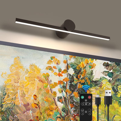 Battery Operated Picture Light with Remote,Wireless Dimmable Art Lights for Paintings Rechargeable Gallery Light