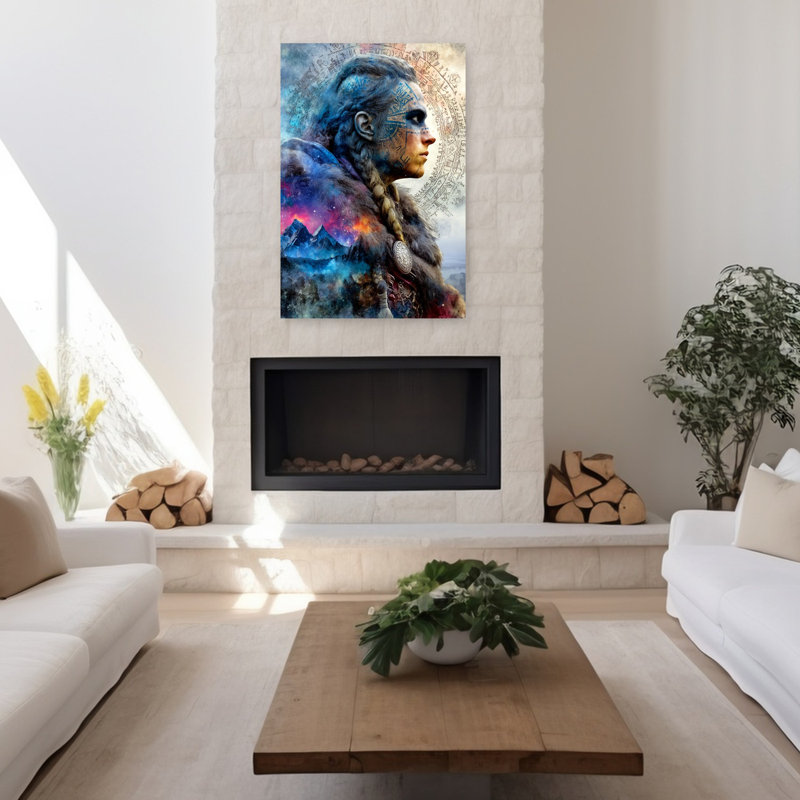Viking Cosmic Warrior, art dramatique mystérieux, art mural, H 48 po x l 32 po
