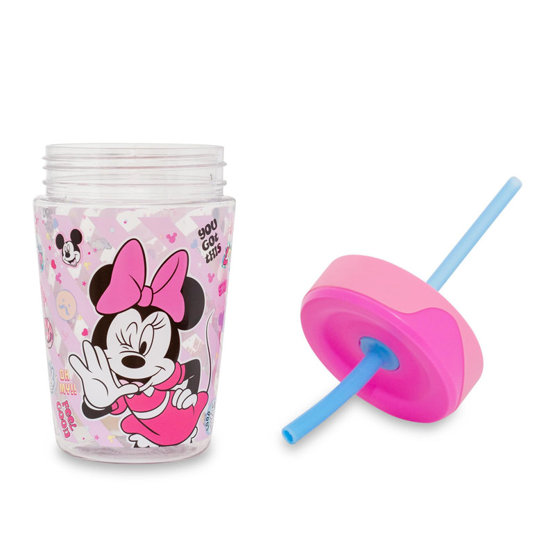 Gobelet avec paille Disney Minnie Mouse pour enfants avec paille | Peut contenir 18 onces