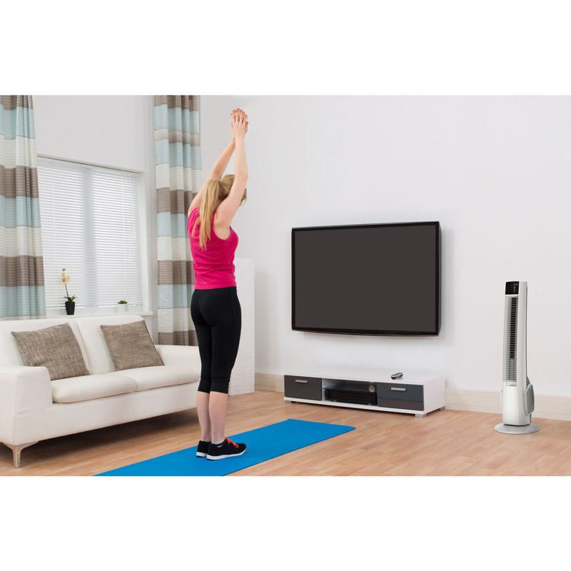 38" White Oscillating Tower Fan with Remote and Auto Shut-Off
