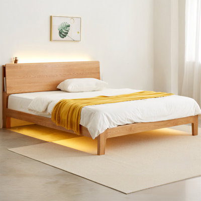 Solid Wood North American Oak Bed Mid Century Modern Style
