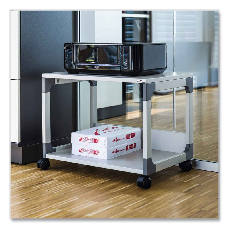Durable  System 48 Multi-Function Trolley, Metal, 2 Shelves, 23.6 X 18.7 X 17, Beech, Grey