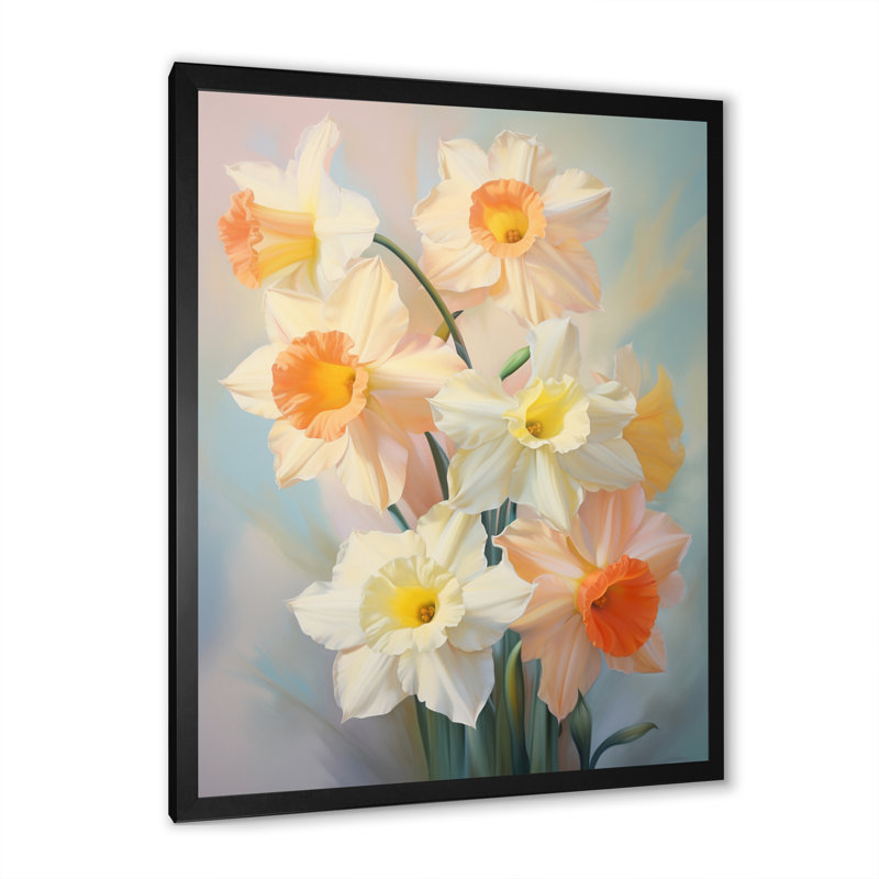 «Wasilij White Affodils», impression romantique sur toile, Cadre photo noir, H 20 po x l 12 po x P 1 po