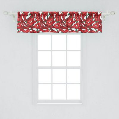 Ambesonne Peppers Valance Pack of 2 Pattern of Chili Peppers Vermilion Ruby Green