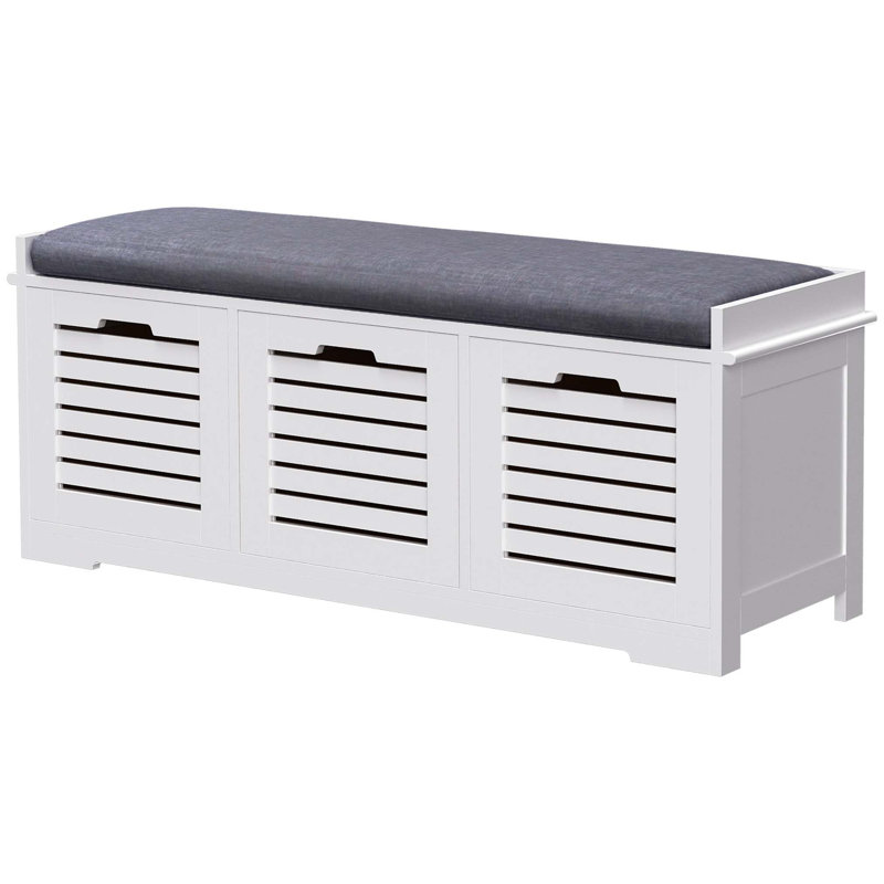 3 Pair Shoe Storage Bench, White