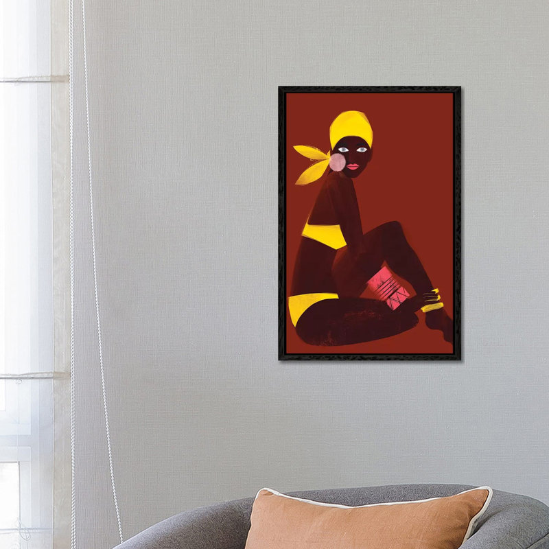 Amber Sun 1 Piece Painting on Canvas, 66.04cm H x 45.72cm W x 3.81cm D, Black Framed