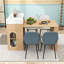 Îlot de cuisine roulant extensible avec table rabattable, prise de courant encastrée et armoire vitrée-354927829-354927835
