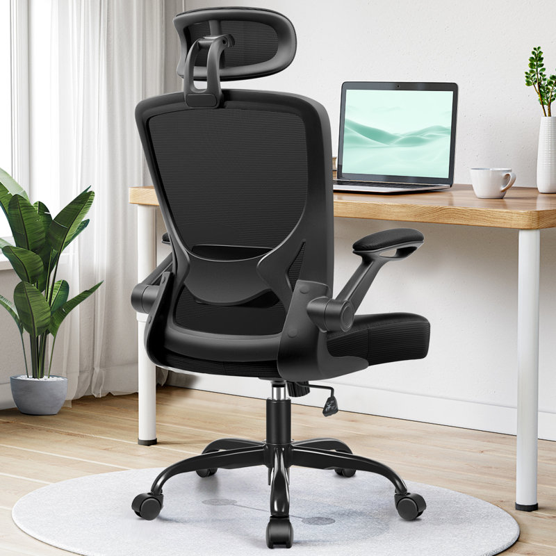 Jemy Task Chair with Headrest, Black, Black