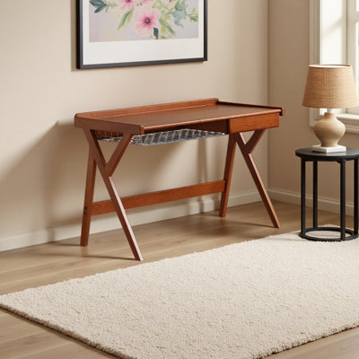 Un simple bureau en forme de K en bois de cerisier rétro
