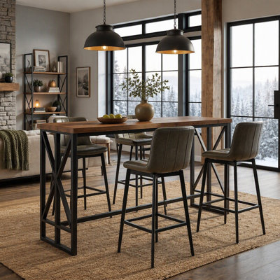 62.6" Rectangular Bar Table, Farmhouse Counter Height Pub Table