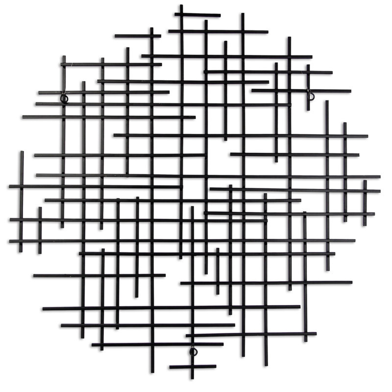Sculpture abstraite suspendue ronde, Noir, H 30 po x l 29,75 po x P 1,25 po