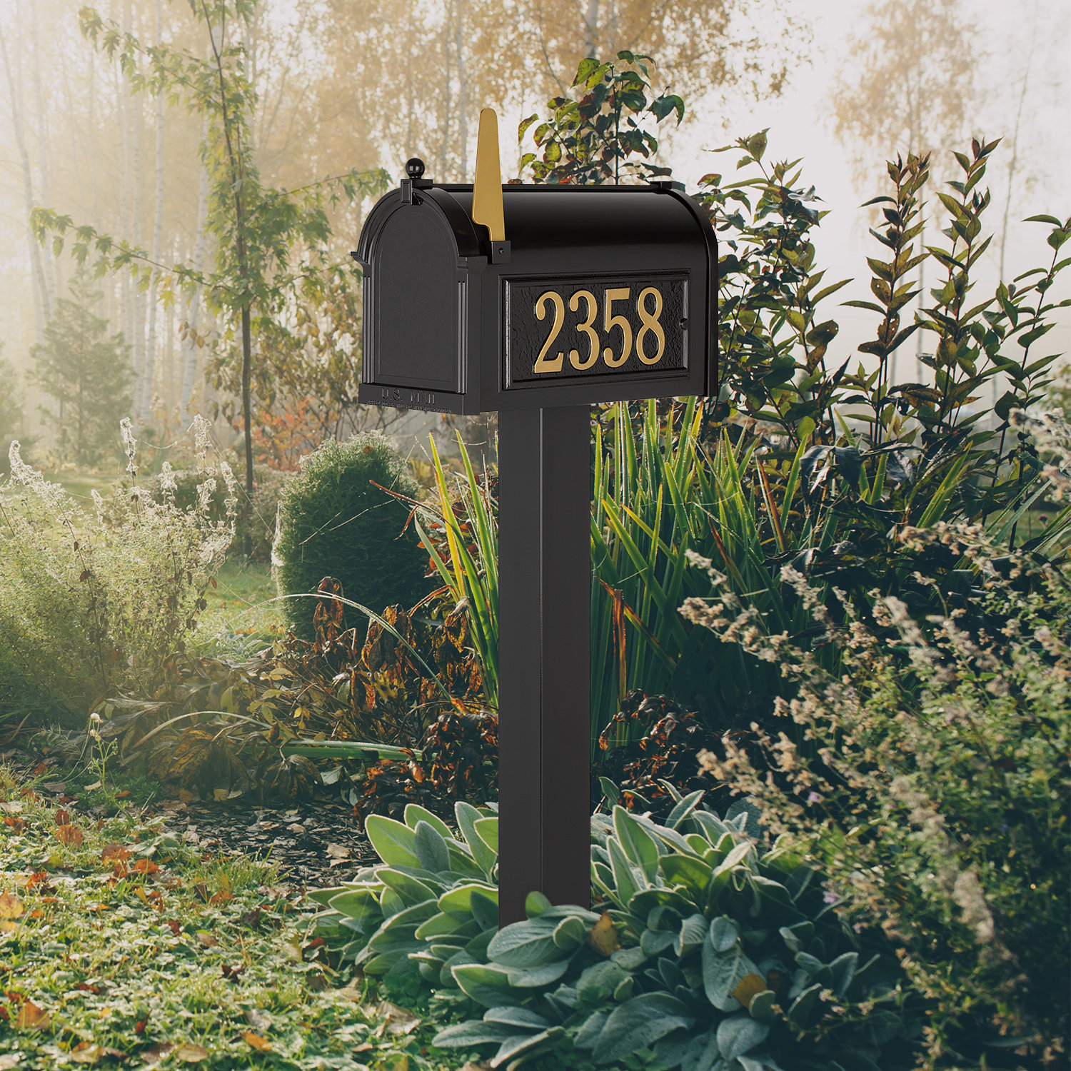 Premium Post-Mounted Mailbox, Yes, Black
