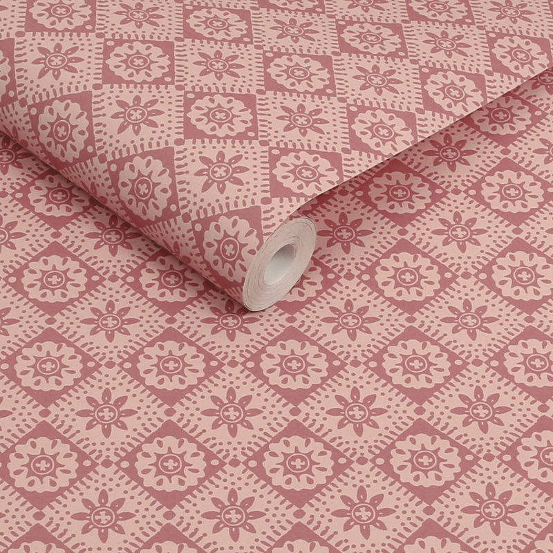 Joules Meadow Geo Pink Wallpaper