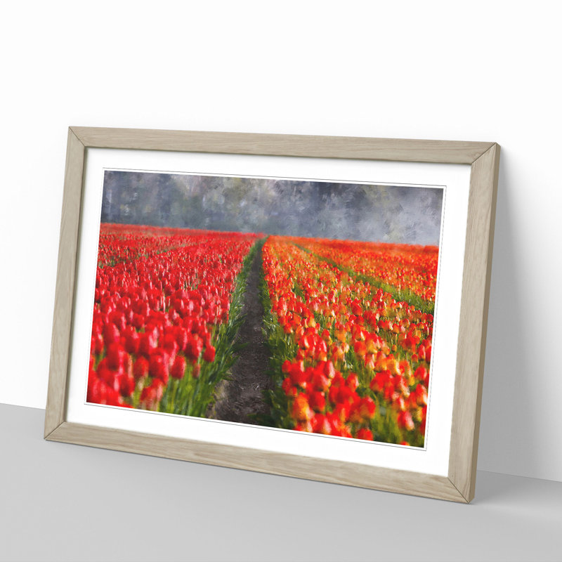 Field of Tulips - Framed Print, 36cm H x 48cm W x 2cm D, Oak Framed