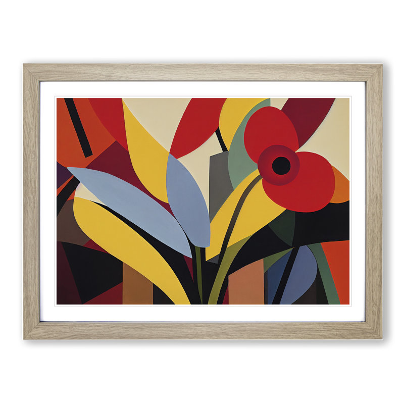 Wild Abstract Flowers - Framed Print, 25cm H x 34cm W x 2cm D, Oak Framed