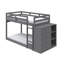 Lit superposé simple / gris avec 4 tiroirs et 3 compartiments ouverts, système de lattes, garde-corps fixe et facile d'accès, sans sommier ni matelas, fait de lit en pin, gris, tiroirs, côtés en métal