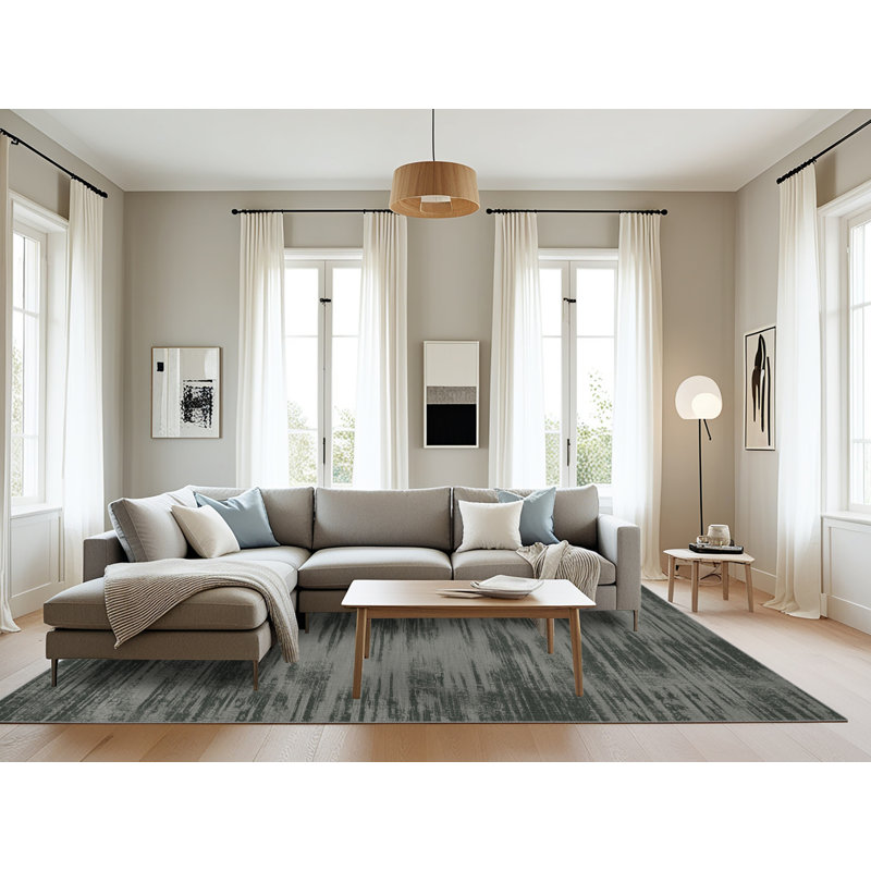 Tapis abstrait lavable à la machine, Rectangle 6 pi x 9 pi