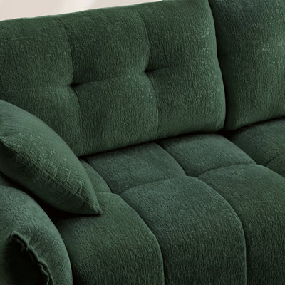 Premium Two-Seater Sofa - Ergonomic Design with High-Resilience Foam Cushions, Modern Chenille Fabric Upholstery for Living Room, Lounge, Office Space, Green