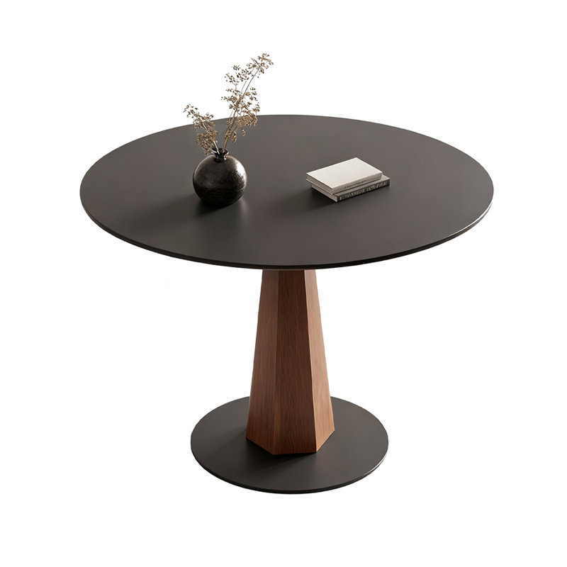 Black Round Sintered Stone Dining table, 29.53"H x 35.43"L x 35.43"W