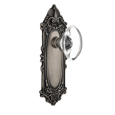 Plaque victorienne avec bouton de porte ovale en cristal transparent