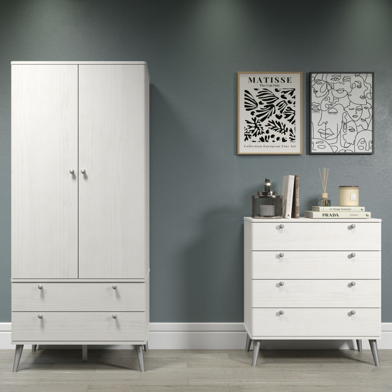 4 Drawer Chest, White Wax Finish