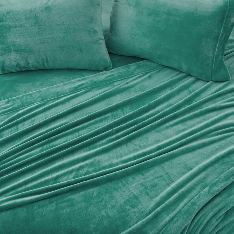 Ultra Soft Micro Plush Velvet Solid Sheet Sets, California King, Winter White
