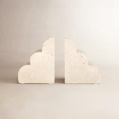 Joss & Main Set Of Two 5" Tan Travertine Cloud Bookends