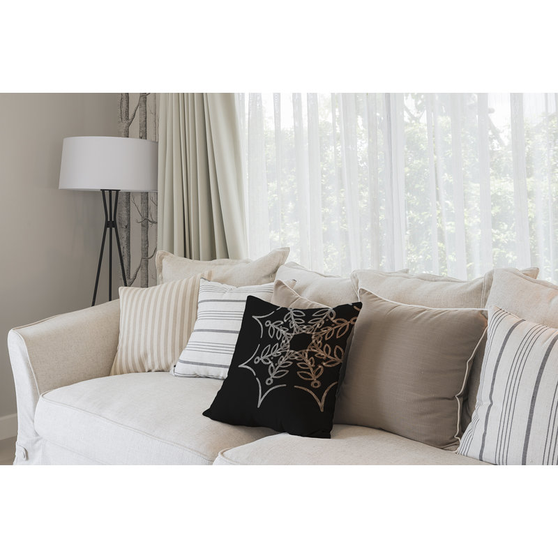 Housse de coussin carrée et insert Web art, 16 po x 16 po, Noir