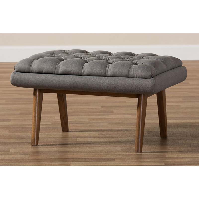 Devoe Faux Leather Ottoman, Gray, Fabric Faux Leather