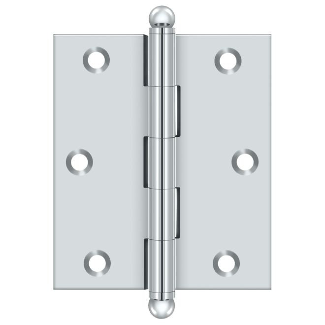 Charnière 3 po x 2 1/2 po Deltana CH3025U26 avec embouts sphériques en chrome poli, Chrome poli