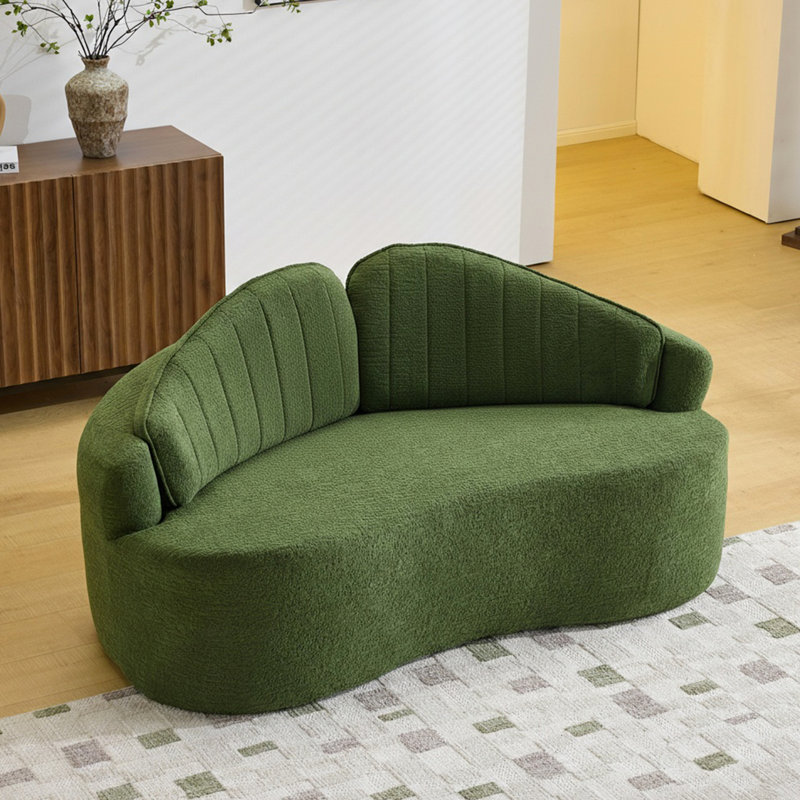 Deux places incurvées avec chenille, amovibles, confortables pour une assise à long terme, style rétro, appartements convenables en chenille, doux et doux, assise moyenne, idéal