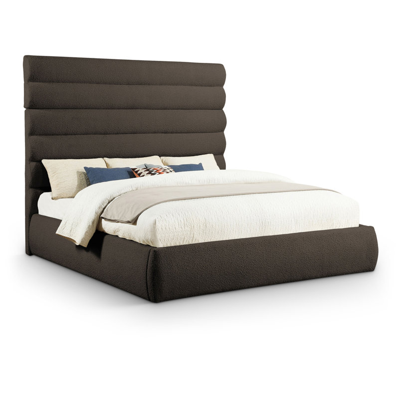 Lit en tissu Adam Boucle, Très grand, Tissu bouclé brun