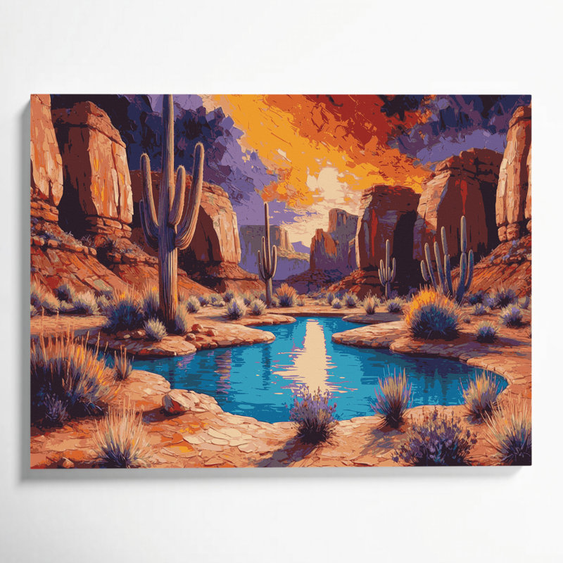 Southwestern Landscapes Desert Oasis 104 Brown Canvas Wall Art, 20" H x 30" W