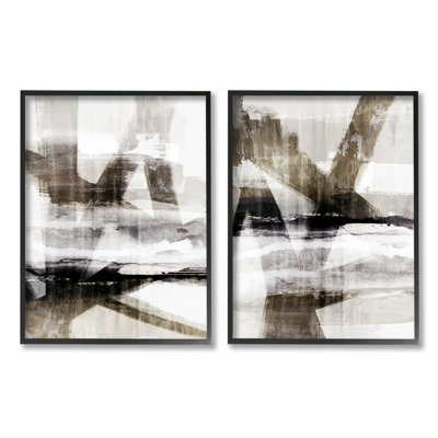 "Abstract Composition Urban Complex" par Nina Blue - ensemble de 2 impressions sur bois