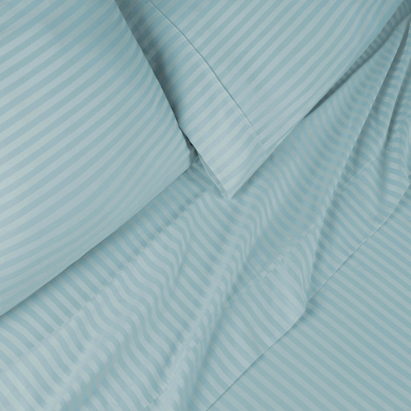 Light Blue Egyptian Cotton Deep Pocket Queen Sheet Set