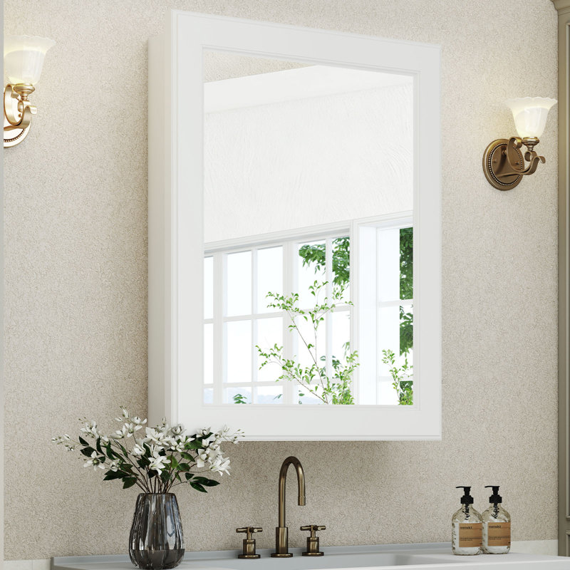 Medicine Mirror Cabinet for Bathroom, Surface and Recessed Mount, 20" H x 16" W x 3.75" D