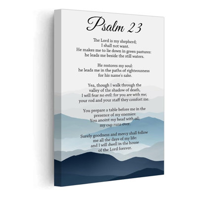 Christian Wall Art Psalm 23, impressions sur toile, versets bibliques, affiche, image, peinture, œuvre d'art religieuse, prière murale, décoration murale encadrée (bleu