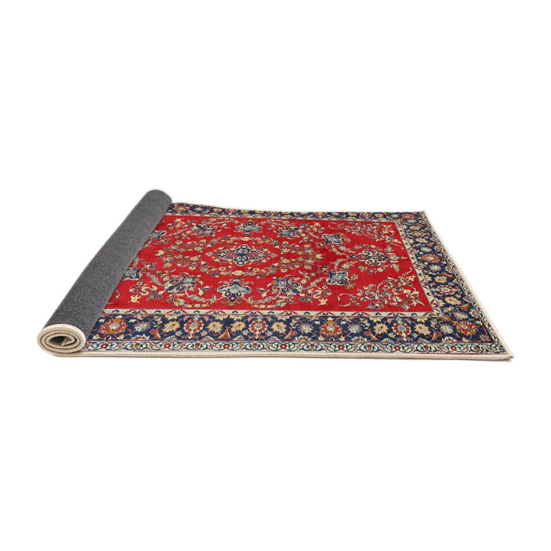Tapis oriental en laine / polyester beige / gris / rouge tissé à la machine, Rond 6 pi