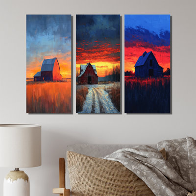 Barnyard In Winter Countryside Landscape I - Bird, art mural