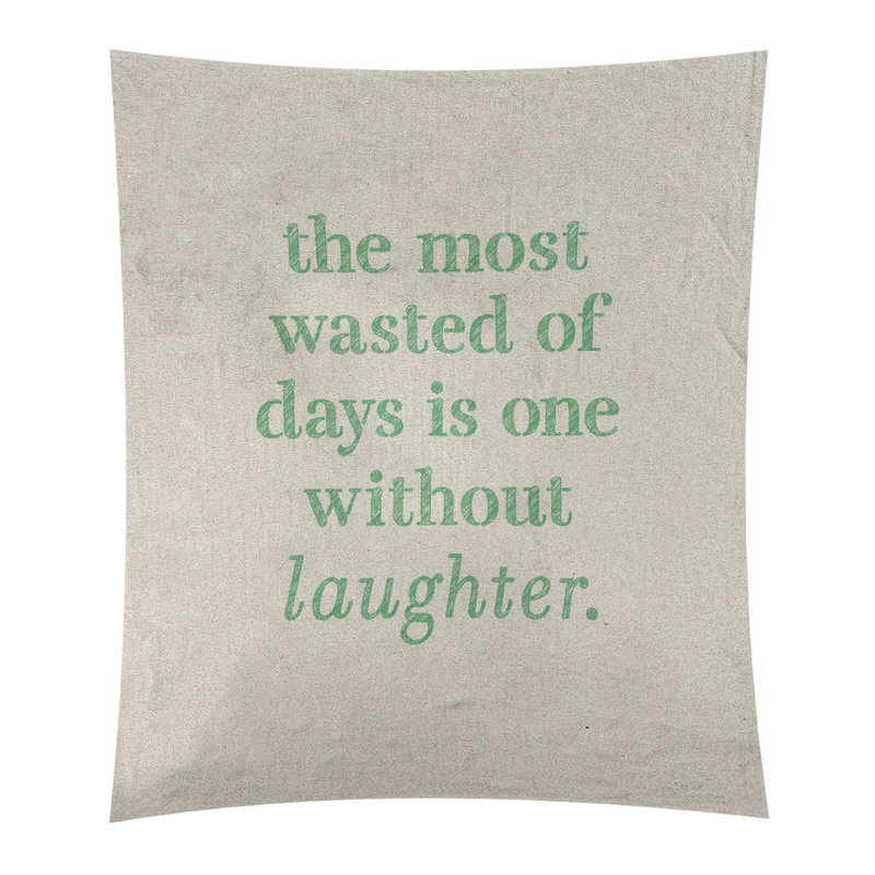Tapisserie en polyester pour citation de rire, H 27,5 po x l 37,5 po, Blanc / vert