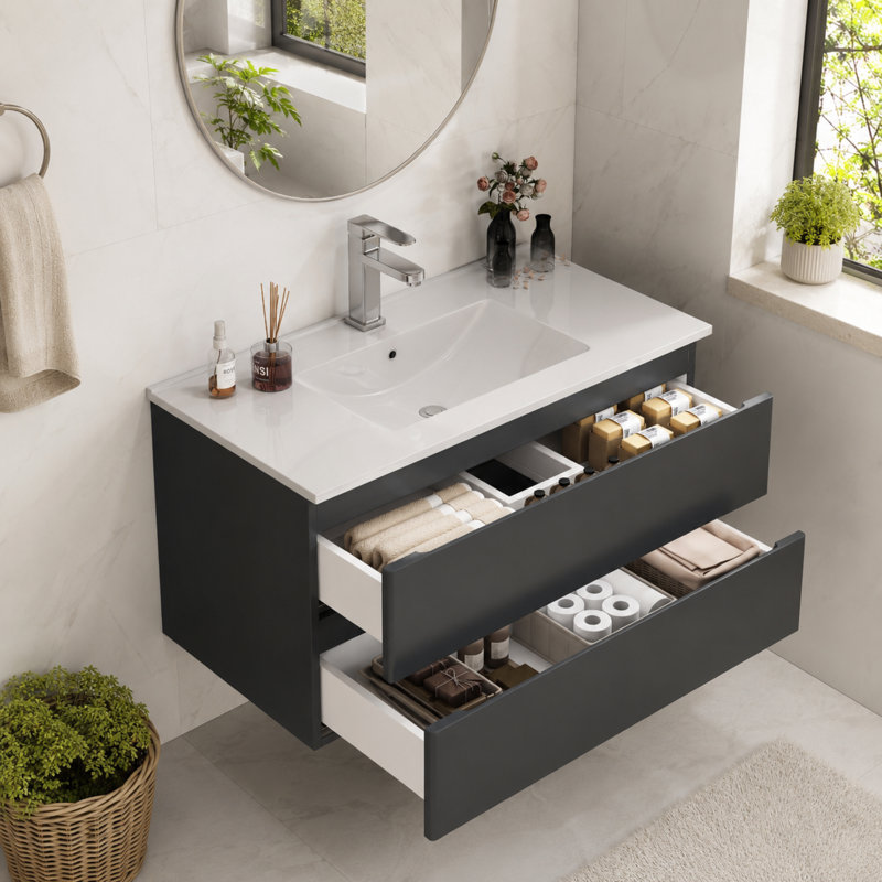 Ensemble de meuble-lavabo autoportant 32 po avec lavabo en céramique