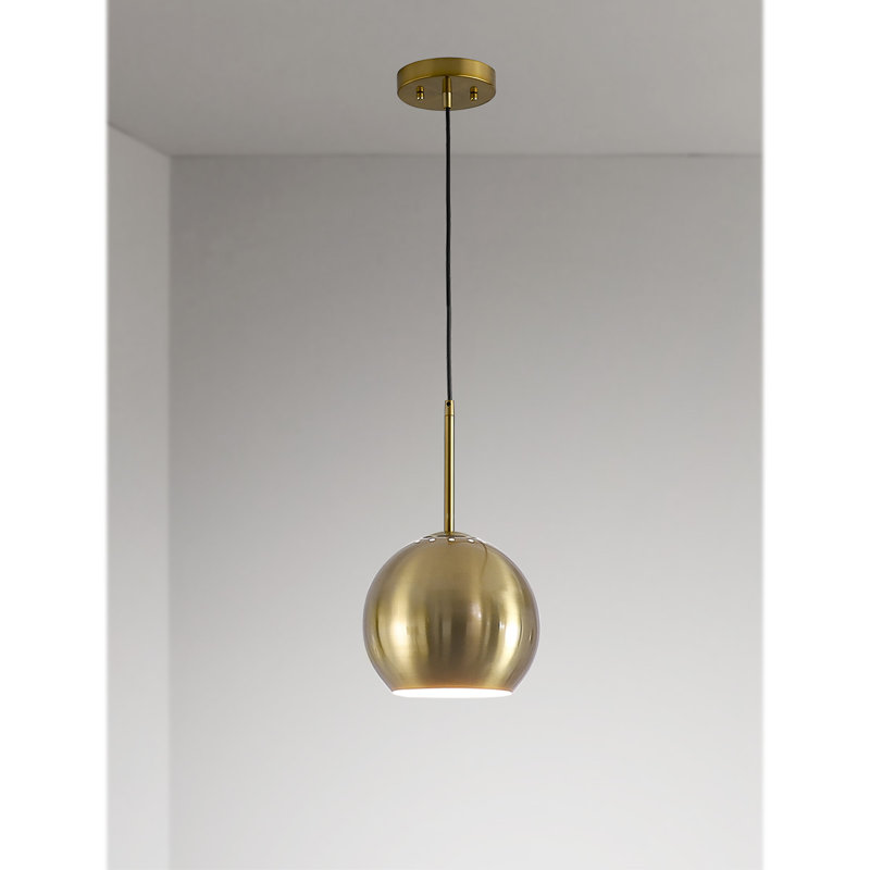 Luminaire suspendu en verre Melveen Globe, Laiton brossé