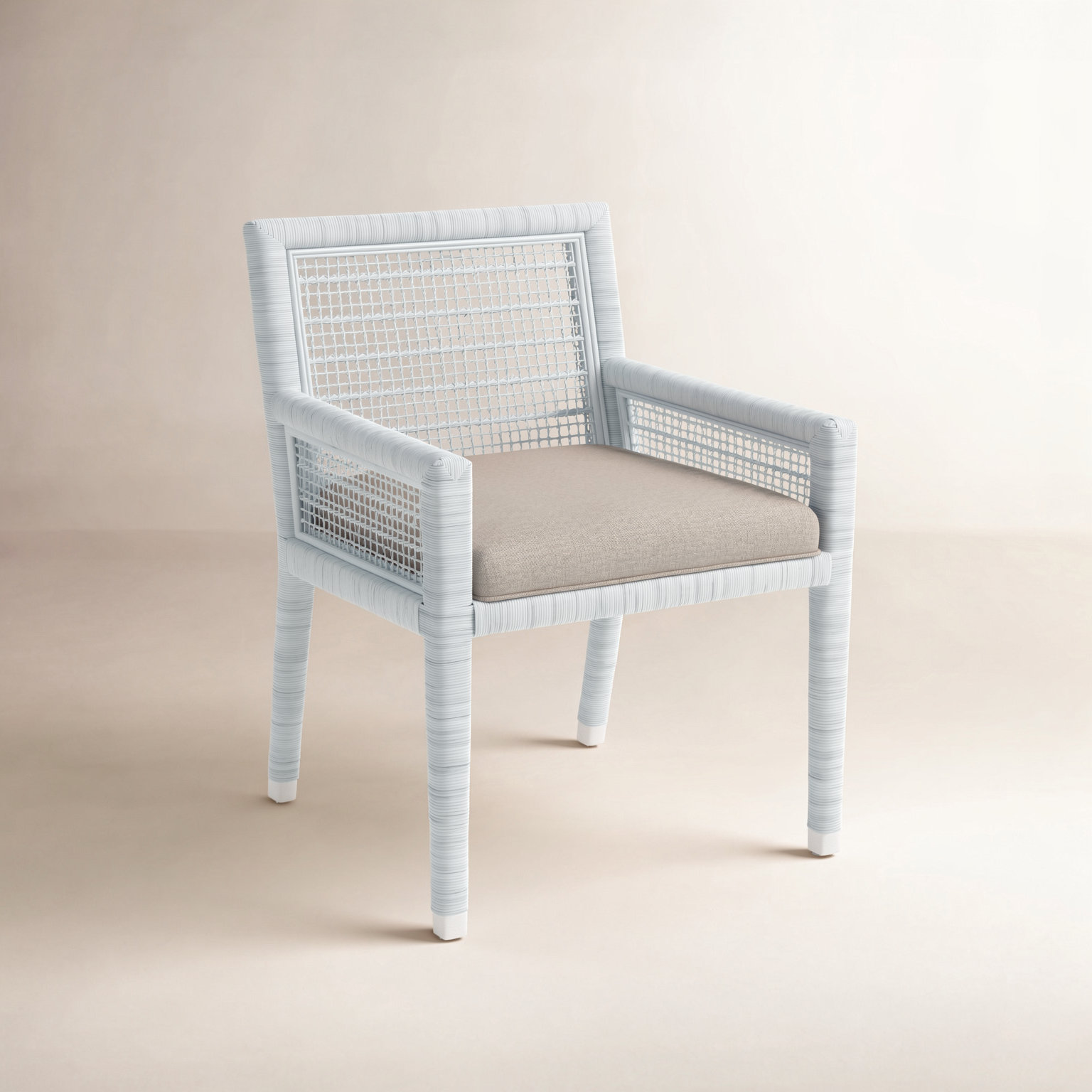 Glinda Dining Armchair, Gray and Teal Stripe; 0216-53, Frost White