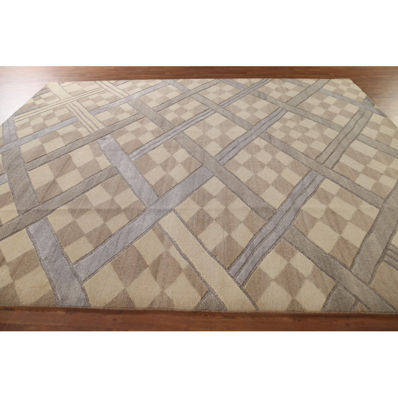 Tapis moderne à motif de treillis indien 9 x 12