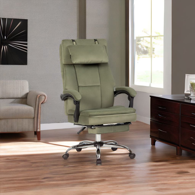 Chaise de bureau avec repose-pieds, Vert