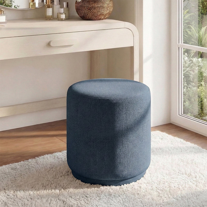 Tabouret de coiffeuse pivotant rond rembourré de 47 cm (18,5 po), pouf d'appoint sans dossier pour chambre à coucher, dressing ou salon.
